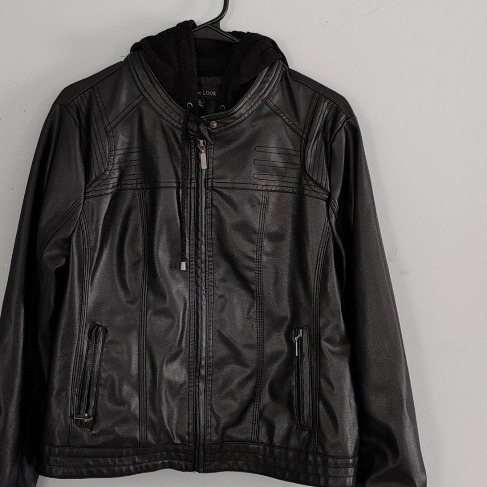 Women black leather jacket
